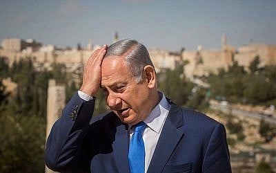Prime Minister Benjamin Netanyahu during a visit to the Menachem Begin Heritage Center in Jerusalem on March 14, 2016 (Yonatan Sindel/Flash90)