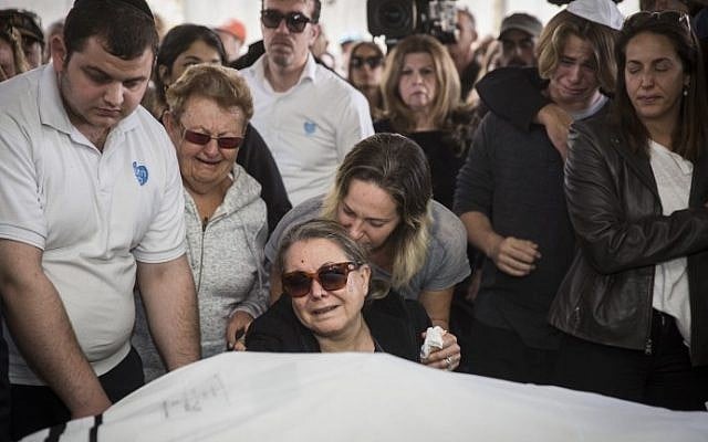 Nitza Goldman (C), injured at the Istanbul terror attack, mourns her husband Avraham Goldman during his funeral at a cemetery in Holon on March 21, 2016. Two other Israelis died and nearly a dozen more were injured in the suicide bombing in Turkey. (Hadas Parush/Flash90) Nitza Goldman (C), injured at the Istanbul terror attack, mourns her husband Avraham Goldman during his funeral at a cemetery in Holon on March 21, 2016. Two other Israelis died and nearly a dozen more were injured in the suicide bombing in Turkey. (Hadas Parush/Flash90)