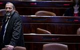 Interior Minister Aryeh Deri in the Knesset plenum on March 28, 2016. (Yonatan Sindel/Flash90)