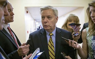 In this March 10, 2016, file photo, Sen. Lindsey Graham, R-South Carolina, speaks to reporters on Capitol Hill in Washington. (AP Photo/J. Scott Applewhite, File)