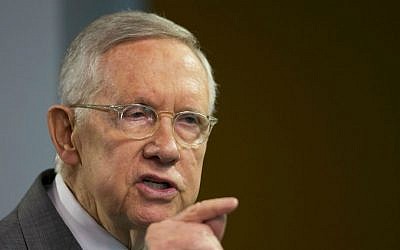 Senate Minority Leader Harry Reid, D-Nevada, speaks at Center for American Progress Action Fund, in Washington, Thursday, March 17, 2016. (AP Photo/Manuel Balce Ceneta)