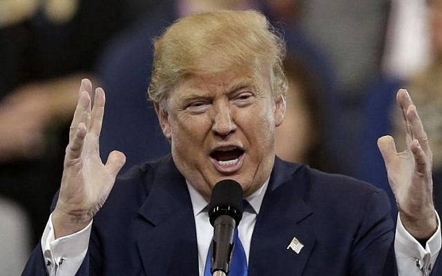Republican presidential candidate Donald Trump speaks at a campaign rally in Cleveland, Ohio, on March 12, 2016. (AP/Tony Dejak)
