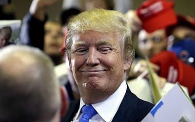 Republican presidential candidate Donald Trump at a campaign stop in Janesville, Wisconsin, March 29, 2016 (AP/Nam Y. Huh) Republican presidential candidate Donald Trump at a campaign stop in Janesville, Wisconsin, March 29, 2016 (AP/Nam Y. Huh)