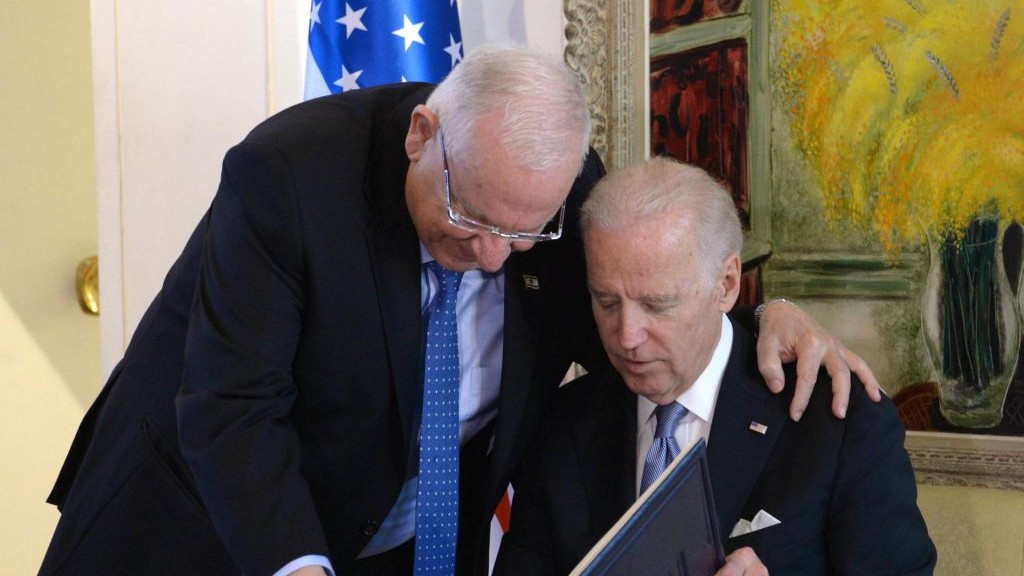 US Vice President Joe Biden and Isreali President Reuven Rivlin meet at the President's Residence in Jerusalem, March 9, 2016. (Mark Neyman/GPO) US Vice President Joe Biden and Isreali President Reuven Rivlin meet at the President's Residence in Jerusalem, March 9, 2016. (Mark Neyman/GPO)