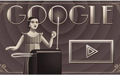 March 9, 2016 Google Doodle honoring 105th birthday of theremin virtuosa Clara Rockmore. (Google screenshot)