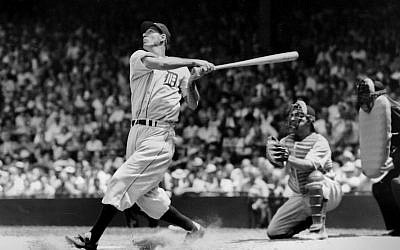 Hall of Famer Hank Greenberg batting for the Detroit Tigers in 1935. (TSN Archives/Getty Images/JTA)