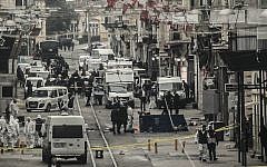 File: Emergency services inspecting the area following a suicide bombing in central Istanbul, Turkey, March 19, 2016. (Burak Kara/Getty Images via JTA)