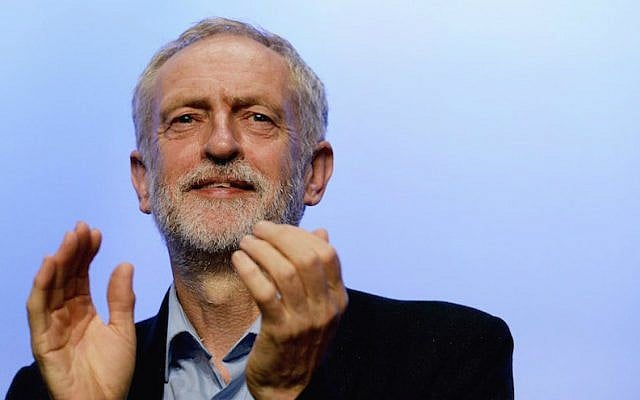 Labor Party leader Jeremy Corbyn addressing the TUC Conference at The Brighton Centre in Brighton, England, on September 15, 2015. (Mary Turner/Getty Images via JTA) Labor Party leader Jeremy Corbyn addressing the TUC Conference at The Brighton Centre in Brighton, England, on September 15, 2015. (Mary Turner/Getty Images via JTA)