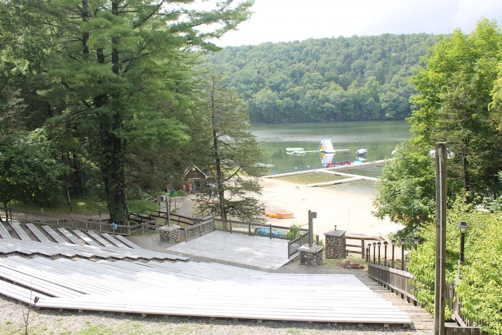 The waterfront at Camp Ramah in the Berkshires includes a wide variety of inflatable toys and surf kayaks. (Uriel Heilman/JTA) The waterfront at Camp Ramah in the Berkshires includes a wide variety of inflatable toys and surf kayaks. (Uriel Heilman/JTA)