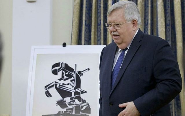 US Ambassador John Tefft speaks at a ceremony at the ambassador's residence in Moscow, Russia, Thursday, March 3, 2016, during which the US returned nearly 30 stolen archival documents from the 18th and 19th centuries to the Russian government. (AP Photo/Ivan Sekretarev) US Ambassador John Tefft speaks at a ceremony at the ambassador's residence in Moscow, Russia, Thursday, March 3, 2016, during which the US returned nearly 30 stolen archival documents from the 18th and 19th centuries to the Russian government. (AP Photo/Ivan Sekretarev)