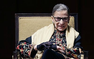 Ruth Bader Ginsburg at the University of Michigan in Ann Arbor, Michigan, Feb. 6, 2015. (Carlos Osorio/AP Images via JTA)