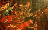 Illustrative: Detail from an 18th-century painting depicting blood libel in St. Paul's Church in Sandomierz, Poland. (public domain, Wikimedia Commons)