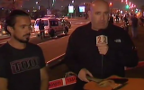 Yishai Montgomery (left) and the guitar with which he tried to thwart a Palestinian terrorist in Jaffa on March 8, 2016 (Channel 2 screenshot)