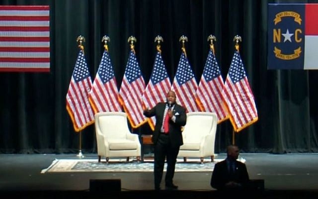 Pastor Mark Burns speaks at a Donald Trump rally in Hickory, North Carolina, Monday, March 14, 2016. (Screen capture YouTube) Pastor Mark Burns speaks at a Donald Trump rally in Hickory, North Carolina, Monday, March 14, 2016. (Screen capture YouTube)