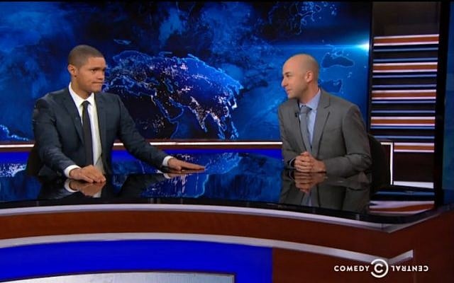 A screenshot from The Daily Show (screen capture: Comedy Central)