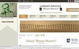 The restored Renato Maestro Library and Archive website after it was hacked by a pro-Palestinian group, March 14, 2015. (Renato Maestro Library and Archive)