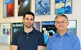 (L to R) Ido Sagi, the PhD student who led the research, and Prof. Nissim Benvenisty, principal co-author of the study and Director of the Azrieli Center for Stem Cells and Genetic Research at the Hebrew University of Jerusalem. (Credit: Hebrew University.)