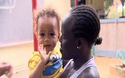 Lonah Chemtai and her Israeli-born son, Roy  (screen capture: Channel 10)