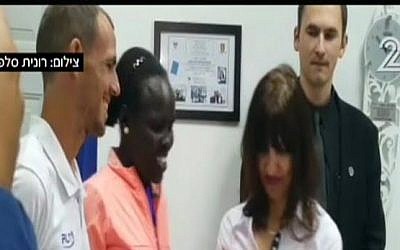 Lonah Chemtai, a runner from Kenya, received Israeli citizenship on March 17, 2016 (screen capture: Channel 2)