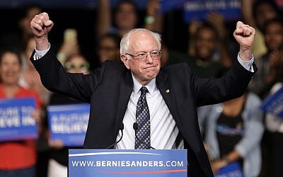 Democratic presidential candidate, Sen. Bernie Sanders, I-Vt. acknowledges his supporters on arrival at a campaign rally, March 8, 2016, Miami. (AP/Alan Diaz)
