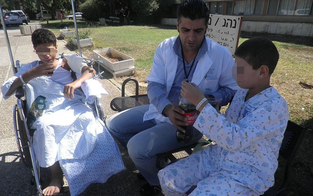 Illustrative: Syrian children being treated at the Ziv Medical Center in Safed (Courtesy)