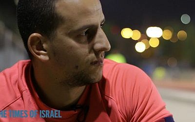 Murad Halessi trains for the Jerusalem marathon on March 8, 2016. (Luke Tress/Times of Israel)