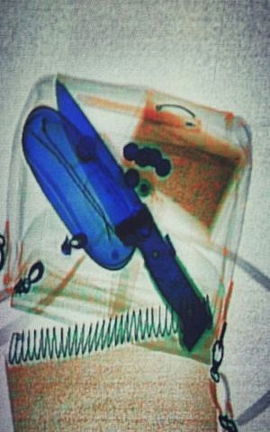 A knife that a Palestinian woman attempted to smuggle into Israel through the Qalandiya border crossing on March 8, 2016. IDF Military Police officers spotted the knife as it passed through their X-ray machine. (IDF Spokesperson's Unit) A knife that a Palestinian woman attempted to smuggle into Israel through the Qalandiya border crossing on March 8, 2016. IDF Military Police officers spotted the knife as it passed through their X-ray machine. (IDF Spokesperson's Unit)