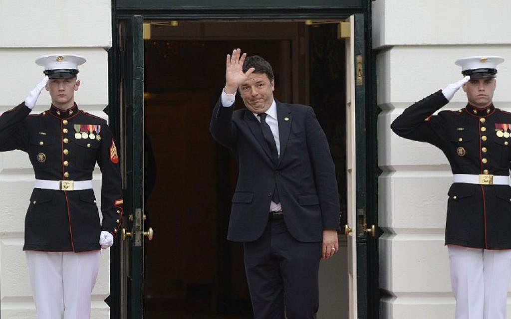 Matteo Renzi, Prime Minister of Italy, arrives for a working dinner at the White House March 31, 2016 in Washington, DC. (AFP / Olivier Douliery)