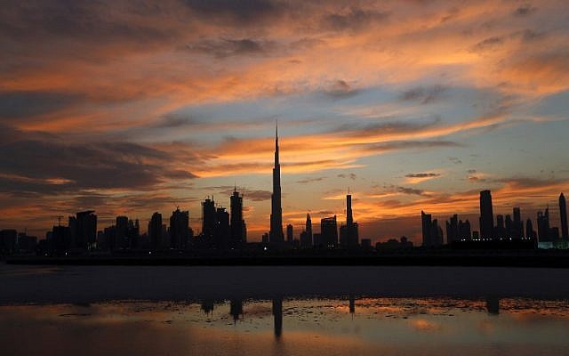 A photo of Dubai's skyline with Burj Khalifa, the world's tallest tower in the center, as the sun sets over Dubai, United Arab Emirates, on April 4, 2016. (AFP/Karim Sahib) A photo of Dubai's skyline with Burj Khalifa, the world's tallest tower in the center, as the sun sets over Dubai, United Arab Emirates, on April 4, 2016. (AFP/Karim Sahib)