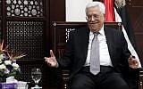 Palestinian Authority President Mahmoud Abbas in his office in the West Bank city of Ramallah on April 11, 2016. (AFP PHOTO / THOMAS COEX)