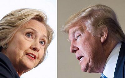 This file photo combination shows Democratic presidential candidate Hillary Clinton on April 4, 2016 and Republican challenger Donald Trump on February 16, 2016. (AFP)