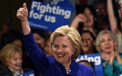 Democratic presidential candidate Hillary Clinton speaks at a "Get Out the Vote" rally in New York ahead of Tuesday's Democratic primary in New York, April 18, 2016.(AFP/TIMOTHY A. CLARY)
