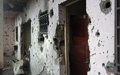 This file photo taken on August 08, 2015 shows the bullet-riddled Byblos Hotel in Sevare, days after an attack killed 13 people.  (AFP PHOTO / STRINGER)