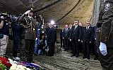 Croatian leaders honor the victims of the Balkan country's most notorious World War II death camp in Jasenovac on April 22, 2016. The ceremony was boycotted by critics who accuse rulers of tolerating a revival of pro-Nazi ideology. (STR/AFP)
