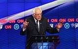 Democratic Presidential candidate Sen. Bernie Sanders (D-VT) debates Hillary Clinton during the CNN Democratic Presidential Primary Debate at the Duggal Greenhouse in the Brooklyn Navy Yard on April 14, 2016 in New York City. (Justin Sullivan/Getty Images/AFP)