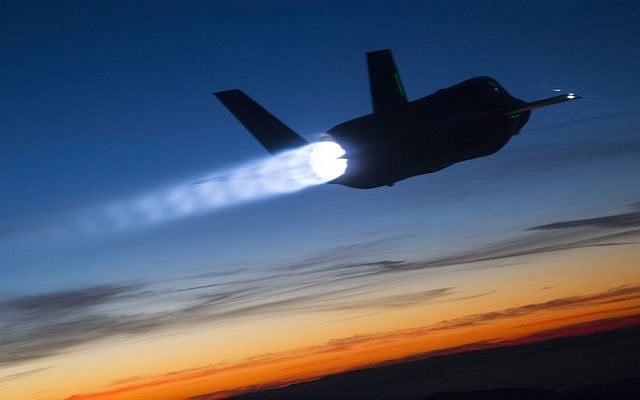 The F-35 Lightning II during a refueling test at dusk in January 2015. (Tom Reynolds/Lockheed Martin) The F-35 Lightning II during a refueling test at dusk in January 2015. (Tom Reynolds/Lockheed Martin)