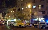 The home on Tel Aviv's Herzl Street where an elderly woman was killed during a violent argument with her daughter on the evening of Apri 29, 2016. (Courtesy Magen David Adom)