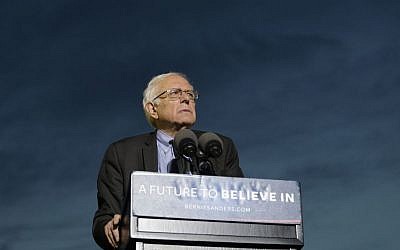 Democratic presidential candidate Sen. Bernie Sanders, I-Vt., pauses while speaking during a campaign rally at St. Mary's Park, Thursday, March 31, 2016, in the Bronx borough of New York. (Julie Jacobson/AP)