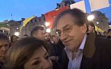 Pro-Israel French Jewish philosopher Alain Finkielkraut ejected from a rally in Republique Square, Paris, April 16, 2016. (YouTube: Cercle des Volontaires)