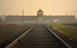 The railway track leading to the infamous ‘Death Gate’ at the Auschwitz II Birkenau extermination camp on November 13, 2014, in Oswiecim, Poland. (JTA/Christopher Furlong/ Getty Images/File)