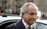 Bernie Madoff arriving at Manhattan federal court, March 12, 2009. (Stephen Chernin/Getty Images via JTA)