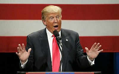 In this April 4, 2016, photo, Republican presidential candidate Donald Trump addresses the crowd during a rally at the Milwaukee Theatre in Milwaukee, Wisconsin. (AP Photo/Charles Rex Arbogast) In this April 4, 2016, photo, Republican presidential candidate Donald Trump addresses the crowd during a rally at the Milwaukee Theatre in Milwaukee, Wisconsin. (AP Photo/Charles Rex Arbogast)