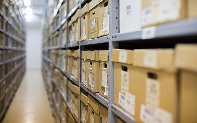 Documents stored at the Israeli State Archives in Jerusalem, September 3, 2012. (Yonatan Sindel/Flash90)