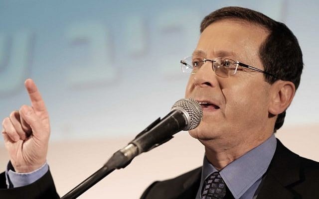 Head of the Labor party Isaac Herzog speaks at an event on April 12, 2016. (Tomer Neuberg/FLASH90) Head of the Labor party Isaac Herzog speaks at an event on April 12, 2016. (Tomer Neuberg/FLASH90)