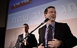Isaac Herzog, leader of the opposition and of the Labor Party, seen at a party event, April 12, 2016. (Tomer Neuberg/Flash90)