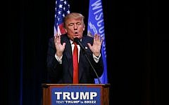 Republican presidential candidate Donald Trump speaks during a campaign event, Saturday, April 2, 2016, in Racine, Wisconsin. (AP Photo/Paul Sancya)