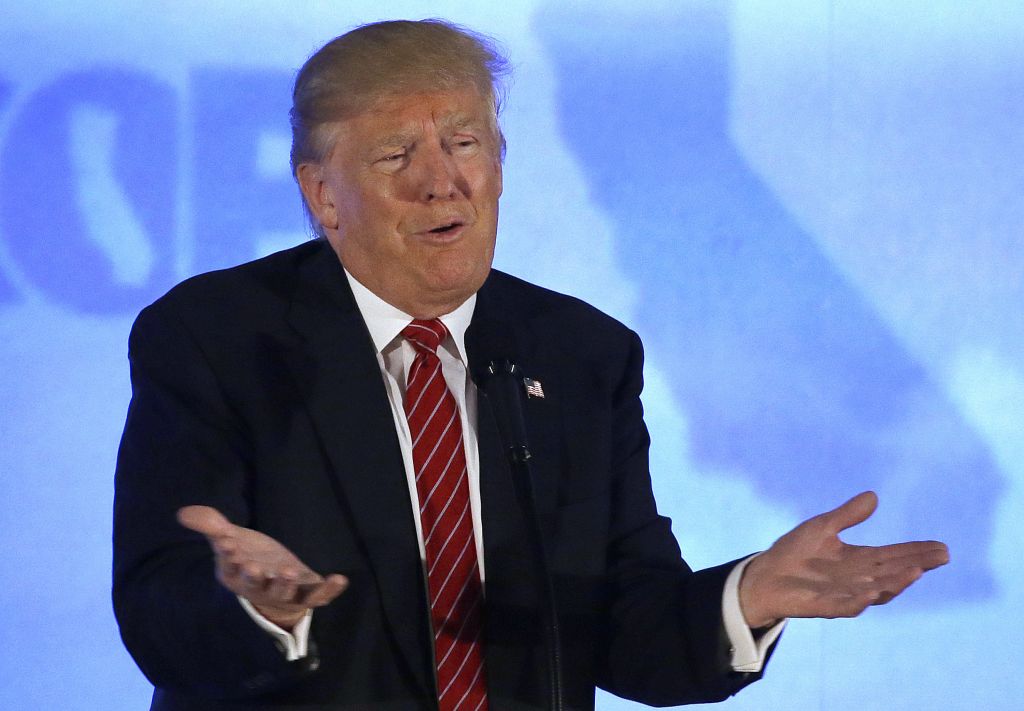 Republican presidential candidate Donald Trump speaks at the California Republican Party 2016 convention in Burlingame, Calif., Friday, April 29, 2016. (AP Photo/Jeff Chiu) Republican presidential candidate Donald Trump speaks at the California Republican Party 2016 convention in Burlingame, Calif., Friday, April 29, 2016. (AP Photo/Jeff Chiu)