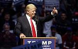 Republican presidential candidate Donald Trump speaks during a campaign stop Wednesday, April 27, 2016, in Indianapolis. (AP Photo/Darron Cummings)
