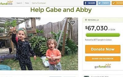 A screen capture of the GoFundMe page set up to help Rabbi Gabriel Greenberg and his wife Abby after their New Orleans home was gutted in a pre-Passover fire. (screen capture/GoFundMe)