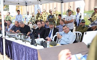 Ministers in the security cabinet tour the West Bank on April 6, 2016 (Courtesy)